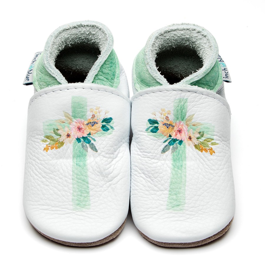 Newborn Inch Blue | Floral Cross Green