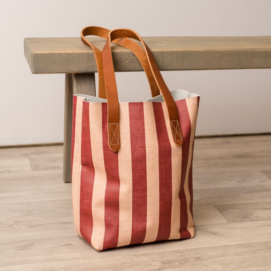 Tote Bags Inch Blue | Stripes Burgundy Mini Tote