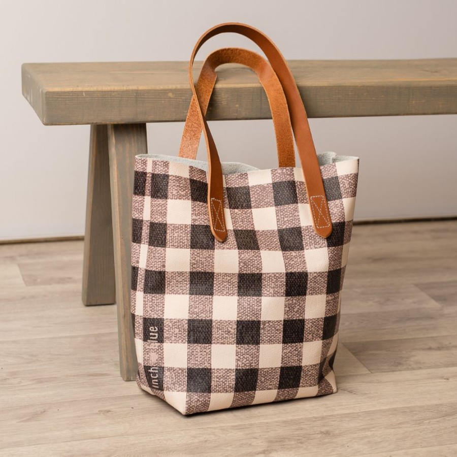 Tote Bags Inch Blue | Gingham Slate Mini Tote